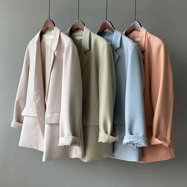 women's suits & blazers fashion casual suit coat 2021 spring solid two buttons notched korean office lady loose r0up, White;black
women's suits & blazers fashion casual suit coat 2021 spring solid two buttons notched korean office lady loose r0up, White;black