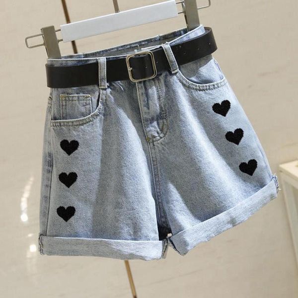 women's jeans love denim shorts female high waist slimming summer embroidery loose wide leg pants student curling trend 2021, Blue
women's jeans love denim shorts female high waist slimming summer embroidery loose wide leg pants student curling trend 2021, Blue