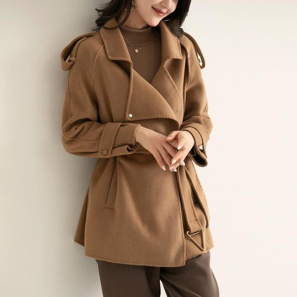 women's wool & blends french simple solid color fashion double-sided windbreaker think short casual cashmere blend coat office women, Black
women's wool & blends french simple solid color fashion double-sided windbreaker think short casual cashmere blend coat office women, Black