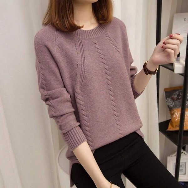 core spun yarn 2021 spring korean loose round neck pullover women's t-shirt long sleeve base coat fashion sweaters, White;black
core spun yarn 2021 spring korean loose round neck pullover women's t-shirt long sleeve base coat fashion sweaters, White;black
