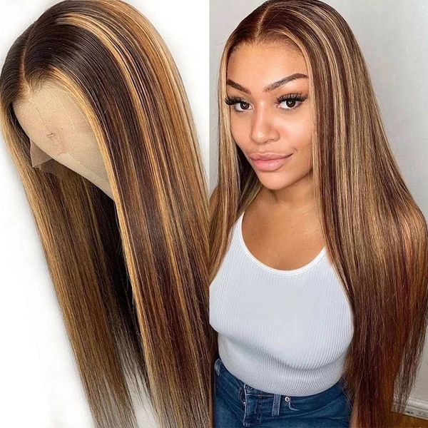 pre plucked 13x4 silky straight lace front wig with baby hair middle part #4p27 highlight peruvian remy human hair wigs for black women, Black;brown
pre plucked 13x4 silky straight lace front wig with baby hair middle part #4p27 highlight peruvian remy human hair wigs for black women, Black;brown