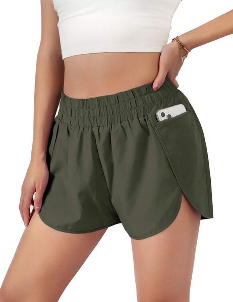 womens quick-dry running shorts sport layer elastic waist active workout with pockets 1.75 yoga outfit