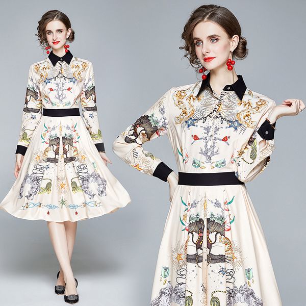 two piece dress womens designer style spring fashion retro printed long sleeve medium length siza -xxl nczu, White
two piece dress womens designer style spring fashion retro printed long sleeve medium length siza -xxl nczu, White