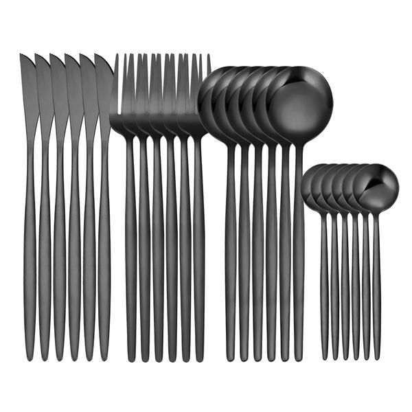 black tableware stainless steel cutlery set fork knife spoon kitchen set teaspoon household golden tableware set 24 pieces
black tableware stainless steel cutlery set fork knife spoon kitchen set teaspoon household golden tableware set 24 pieces