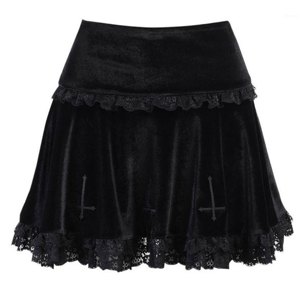 women gothic velvet black cross embroidery lace trim pleated flared mini skirt y3ne skirts
women gothic velvet black cross embroidery lace trim pleated flared mini skirt y3ne skirts