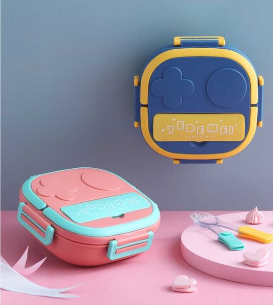 dinnerware sets stainless steel bento lunch box for kids toddler 550ml eco insulated 3-compartment design handle with fork pre-school