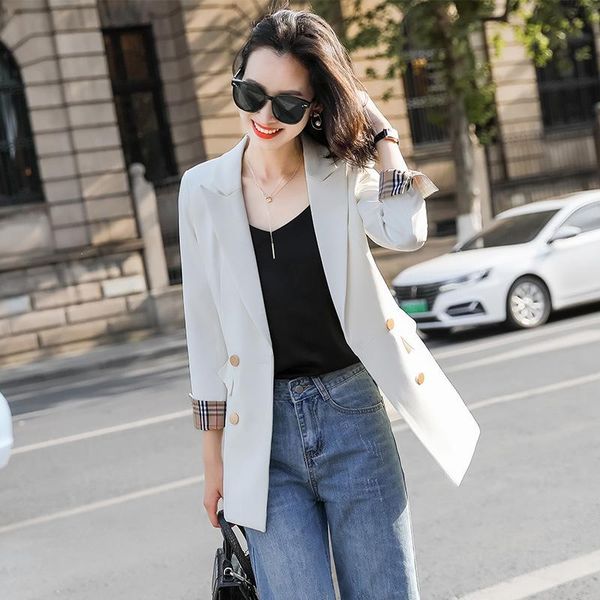 white blazer woman polyester double breasted regular blazers coat long-sleeve notched collar women's suits &, White;black
white blazer woman polyester double breasted regular blazers coat long-sleeve notched collar women's suits &, White;black