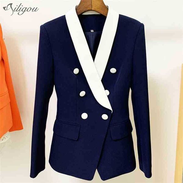 navy blue jacket coat fashion metal button double breasted long sleeve slim shawl collar work business blazer women 210525, White;black
navy blue jacket coat fashion metal button double breasted long sleeve slim shawl collar work business blazer women 210525, White;black