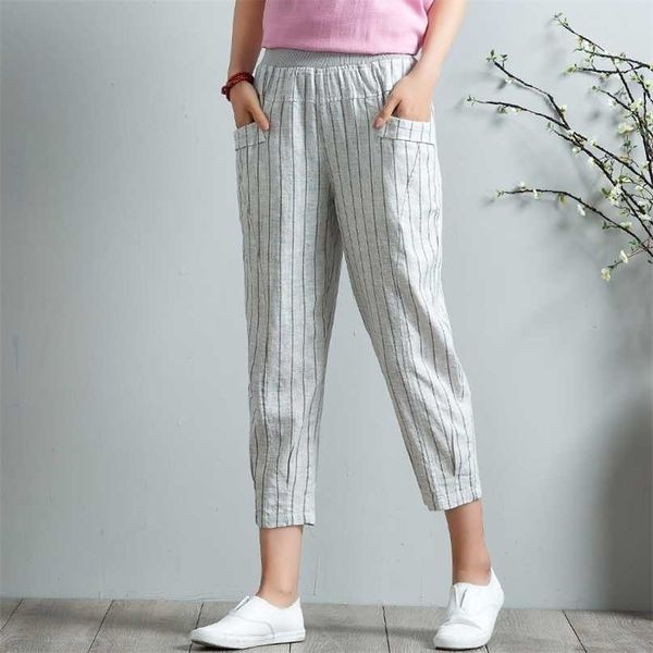 cotton linen harem pants women spring summer high waist striped pockets casual elastic sweatpants trousers 211115, Black;white
cotton linen harem pants women spring summer high waist striped pockets casual elastic sweatpants trousers 211115, Black;white