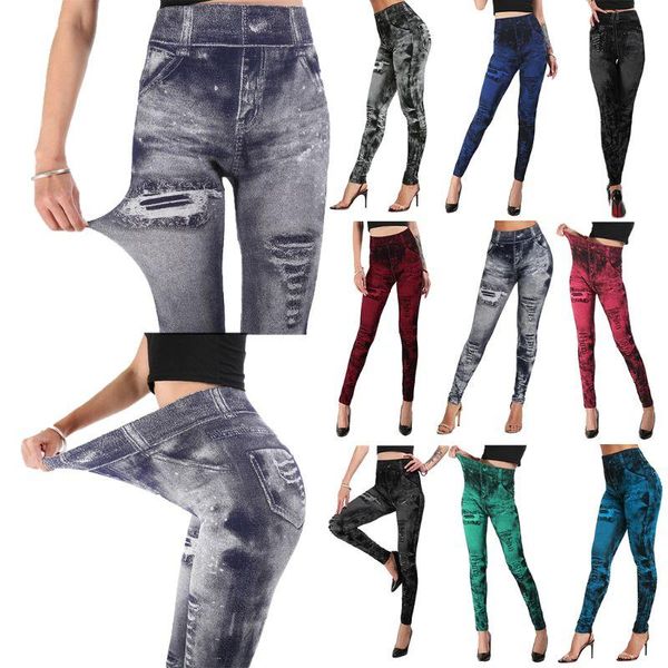 yoga outfits women imitation distressed denim jeans leggings high waist slim elastic pencil pants, White;red
yoga outfits women imitation distressed denim jeans leggings high waist slim elastic pencil pants, White;red