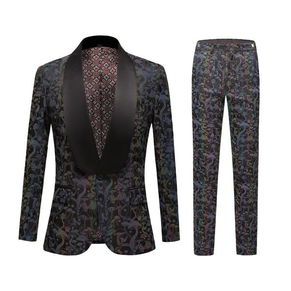 men's suits & blazers autumn printed slim fit 2-piece set club party bridegroom wedding dress man suit business, White;black
men's suits & blazers autumn printed slim fit 2-piece set club party bridegroom wedding dress man suit business, White;black