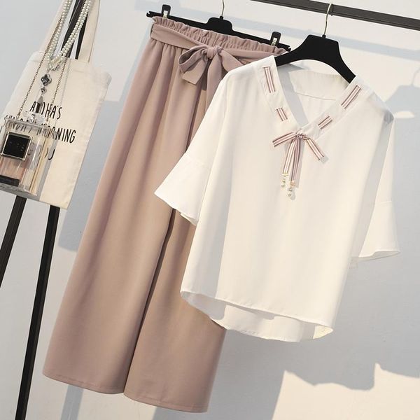 chiffon + wide leg pants two piece sets women's 2021 spring summer temperament slim suit large size womens clothing, White
chiffon + wide leg pants two piece sets women's 2021 spring summer temperament slim suit large size womens clothing, White