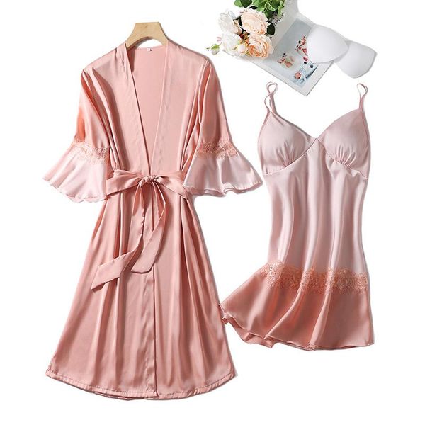 women's sleepwear robe set summer 2pcs faux silk kimono gown femme nighty&robe casual sleep home clothing, Black;red
women's sleepwear robe set summer 2pcs faux silk kimono gown femme nighty&robe casual sleep home clothing, Black;red