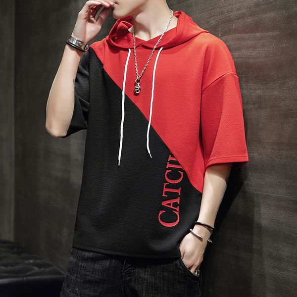 summer hooded men t-shirt short-sleeved men splicing casual hong kong style trend art five-point sleeve loose t-shirt men, White;black
summer hooded men t-shirt short-sleeved men splicing casual hong kong style trend art five-point sleeve loose t-shirt men, White;black