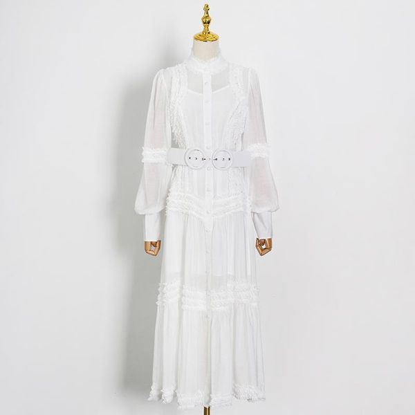 casual dresses sashes elegant for women stand collar long sleeve high waist female fashion white patchwork ruffle dress, Black;gray
casual dresses sashes elegant for women stand collar long sleeve high waist female fashion white patchwork ruffle dress, Black;gray