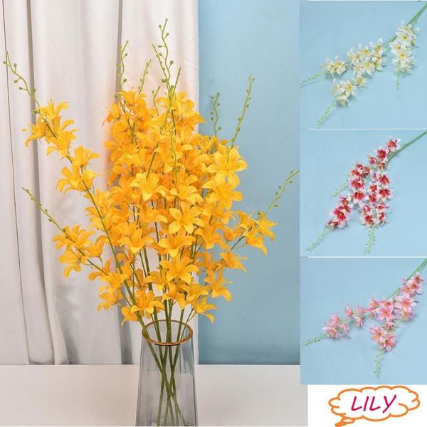78cm artificial lily flower touch silk bouquet fake for wedding decoration flowers home living room decorative & wreaths 
78cm artificial lily flower touch silk bouquet fake for wedding decoration flowers home living room decorative & wreaths