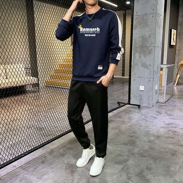 sleeve tracksuits long men's t-shirt spring loose casual style student's sweater autumn sportswear set, Gray
sleeve tracksuits long men's t-shirt spring loose casual style student's sweater autumn sportswear set, Gray