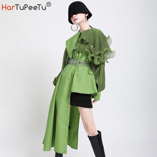 vintage blouse women stylish dress shirts autumn 2021 high street patchwork ruffles long sleeve irregular hem with belt women's blouses, White
vintage blouse women stylish dress shirts autumn 2021 high street patchwork ruffles long sleeve irregular hem with belt women's blouses, White