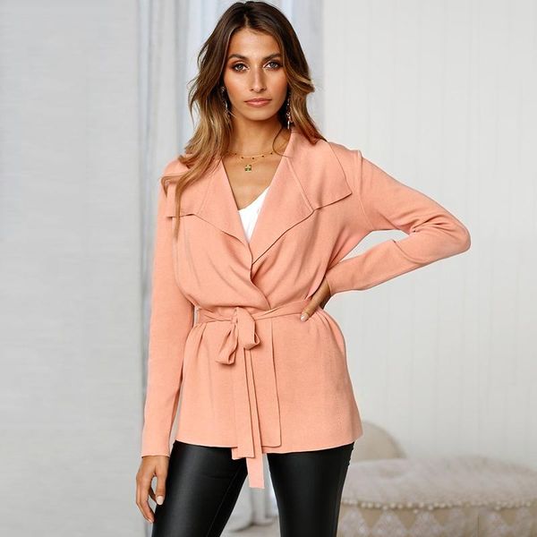 women's jackets 2021 autumn winter women knitted coat and solid waterfall lapel drape wasit belt bandage long sleeve casual outerwear, Black;brown
women's jackets 2021 autumn winter women knitted coat and solid waterfall lapel drape wasit belt bandage long sleeve casual outerwear, Black;brown