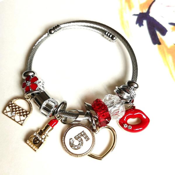 bangle diy design bangles with classic no. 5 love heart lipstick red lips little bag tassel women gift for party jewellery, Black
bangle diy design bangles with classic no. 5 love heart lipstick red lips little bag tassel women gift for party jewellery, Black