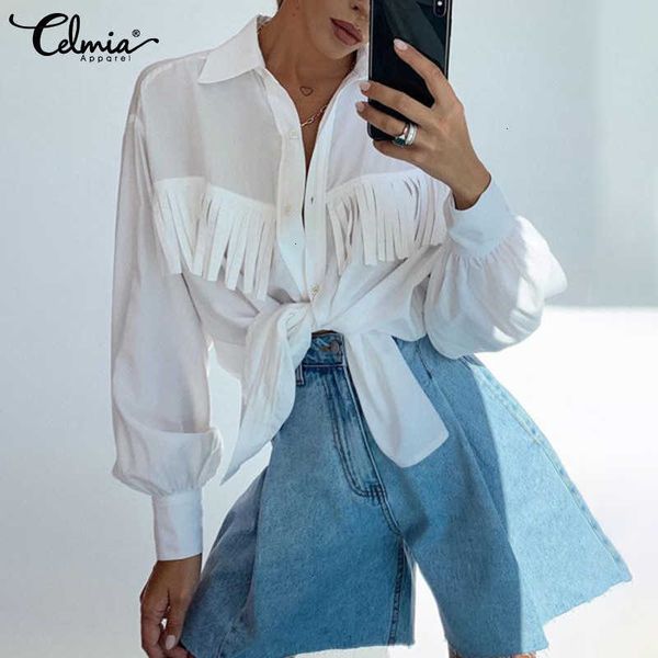 women's blouses & shirts blouses celmia women lantern sleeve tassel-stitching fashion office lady basic solid spring casual lapel bott, White
women's blouses & shirts blouses celmia women lantern sleeve tassel-stitching fashion office lady basic solid spring casual lapel bott, White