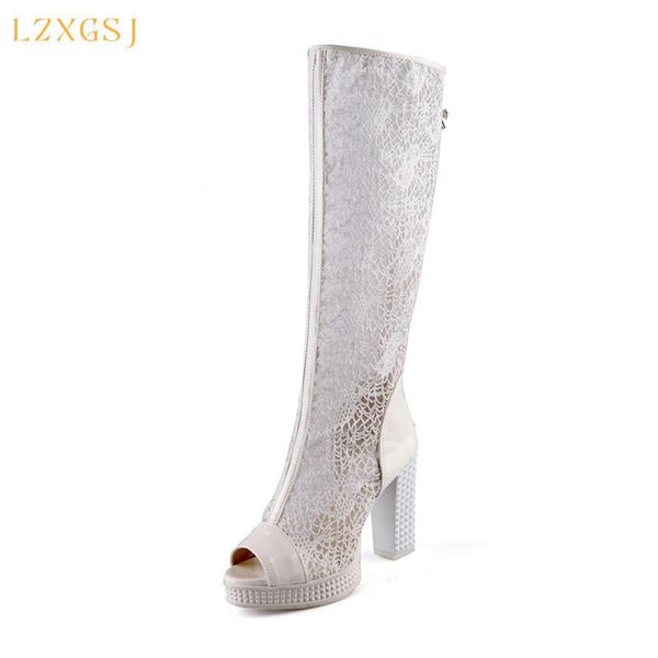 women high boots 2021 summer air mesh peep toe back zipper with platforms knee-high female plus size 42, Black
women high boots 2021 summer air mesh peep toe back zipper with platforms knee-high female plus size 42, Black