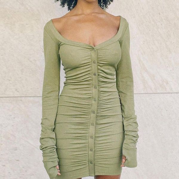 casual dresses women big u neck single breasted mini autumn ruched solid women's shirt dress 2021 fall green party, Black;gray
casual dresses women big u neck single breasted mini autumn ruched solid women's shirt dress 2021 fall green party, Black;gray