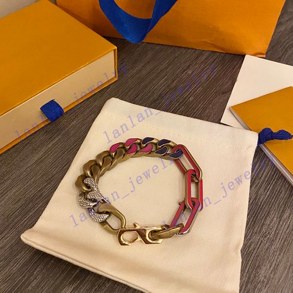 men's link designer bracelet letter logo candy color cuban quenched macarone polished crystal bracelets with box v0-02, Black
men's link designer bracelet letter logo candy color cuban quenched macarone polished crystal bracelets with box v0-02, Black
