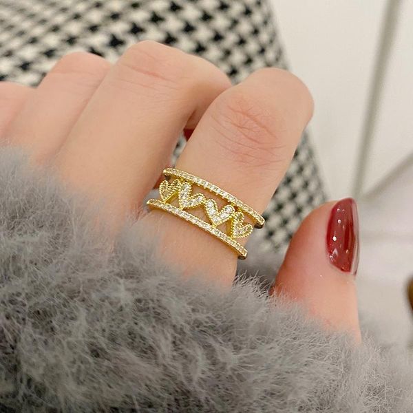 shiny side luxury zircon adjustable heart wedding rings for women simple style crystal engagement cluster, Golden;silver
shiny side luxury zircon adjustable heart wedding rings for women simple style crystal engagement cluster, Golden;silver
