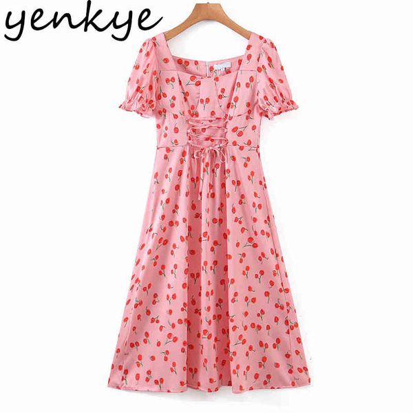 elegant women sweet cherry print holiday party dresses female front lace up square neck a-line midi satin summer dress 210430, Black;gray
elegant women sweet cherry print holiday party dresses female front lace up square neck a-line midi satin summer dress 210430, Black;gray