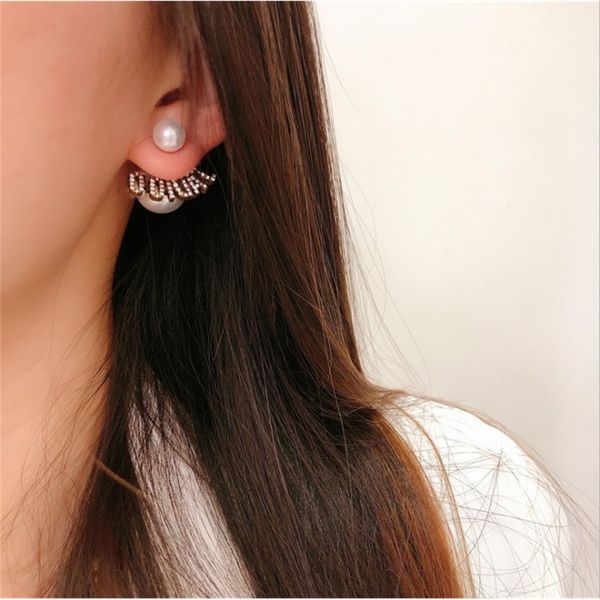 new back hanging pearl earrings red bronze full brilliant diamonds earrings 925 silver needle, Golden
new back hanging pearl earrings red bronze full brilliant diamonds earrings 925 silver needle, Golden