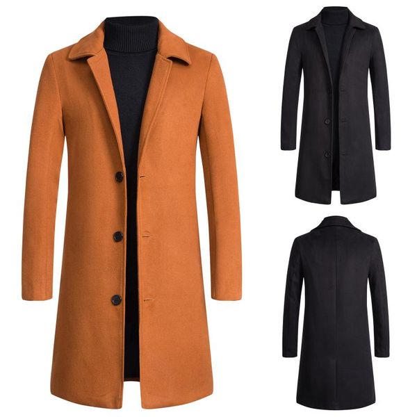 men's wool & blends fashion men trench coat casual business overcoat single breasted solid turn-down collar long woollen jackets male c, Black
men's wool & blends fashion men trench coat casual business overcoat single breasted solid turn-down collar long woollen jackets male c, Black