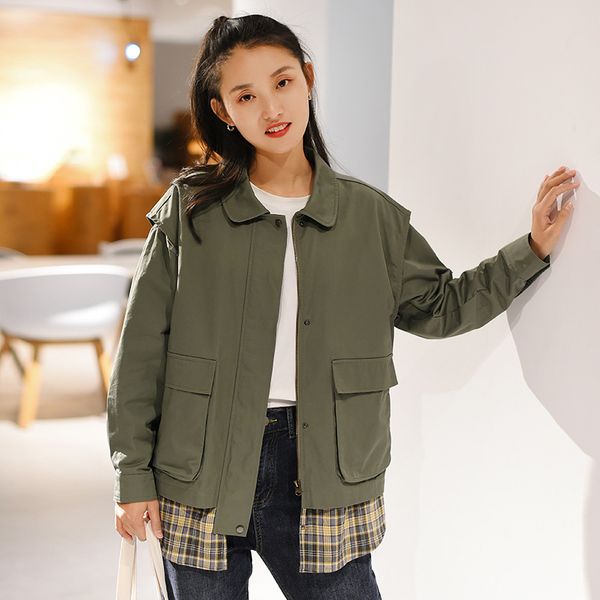 johnature women vintage patchwork jackets solid color pockets spring zipper fake two piece set female fashion coats 210521, Black;brown
johnature women vintage patchwork jackets solid color pockets spring zipper fake two piece set female fashion coats 210521, Black;brown