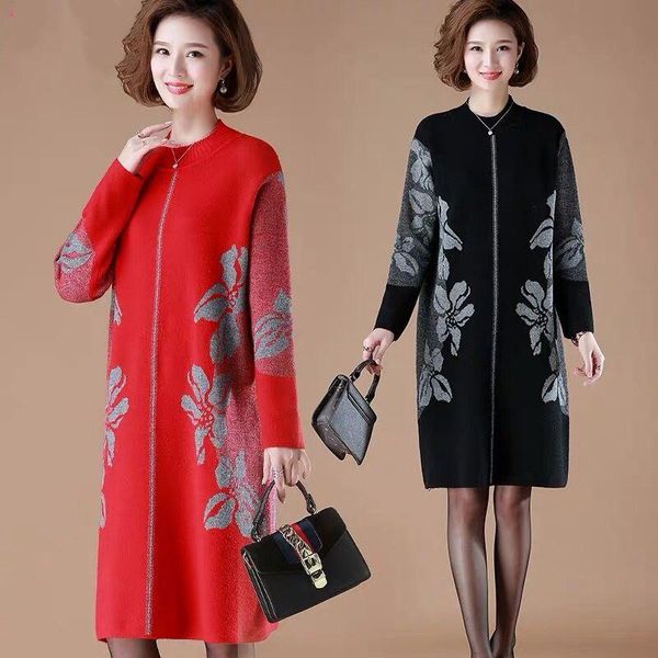 women 2021 autumn winter elegant knitted sweater dress female o-neck long sleeve casual midi dresses warm vestidos c426, Black;gray
women 2021 autumn winter elegant knitted sweater dress female o-neck long sleeve casual midi dresses warm vestidos c426, Black;gray
