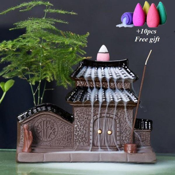 fragrance lamps ceramic chinese building backflow incense burner green plant home decor censer+10pcs cones
fragrance lamps ceramic chinese building backflow incense burner green plant home decor censer+10pcs cones