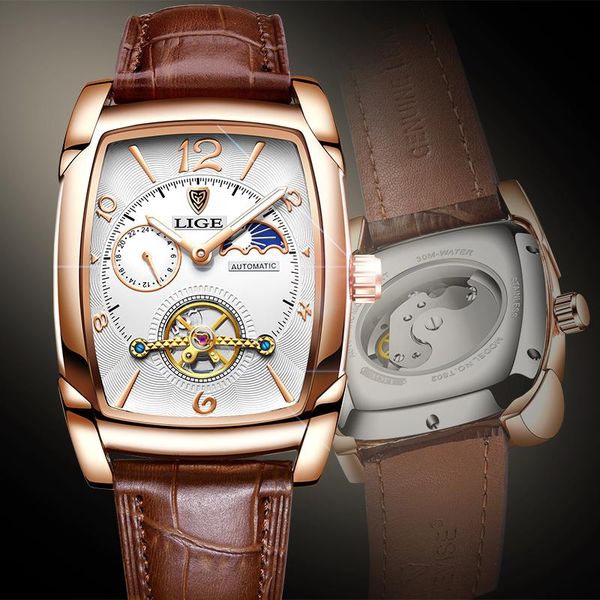 wristwatches lige tourbillon men mechanical watches automatic watch man luxury square large dial waterproof moon phase leather relogio, Slivery;brown
wristwatches lige tourbillon men mechanical watches automatic watch man luxury square large dial waterproof moon phase leather relogio, Slivery;brown