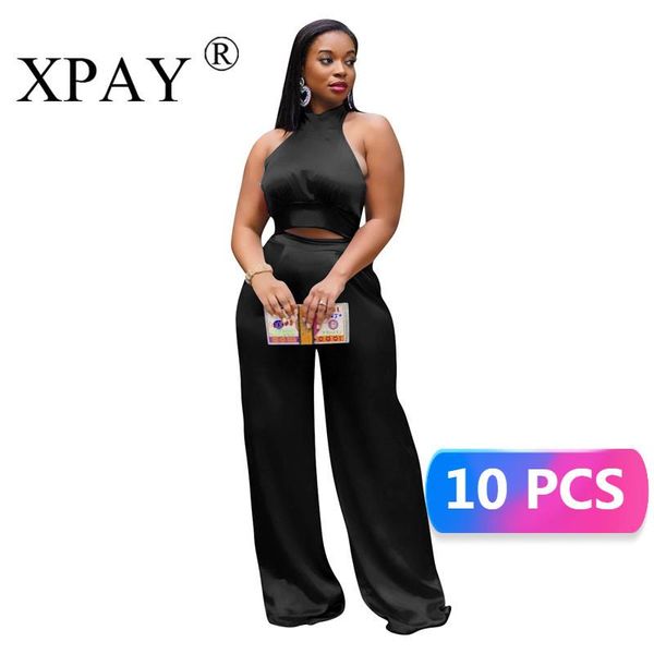 women's two piece pants wholesale items pant set for women fashion haiter backless crop and wide leg solid color sleeveless x7157, White
women's two piece pants wholesale items pant set for women fashion haiter backless crop and wide leg solid color sleeveless x7157, White