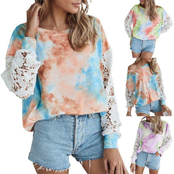 women's t-shirt round neck long sleeve lace stitching casual summer full, White
women's t-shirt round neck long sleeve lace stitching casual summer full, White