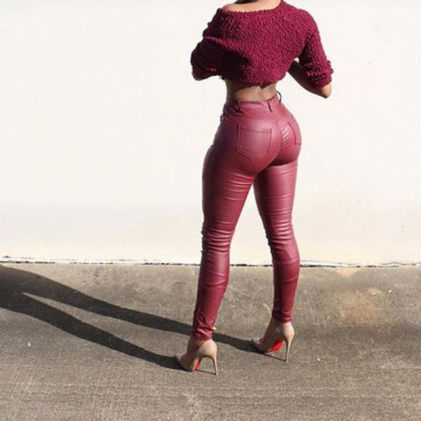 women's leggings womens stretch high waist pencil pants skinny pu leather trousers, Black
women's leggings womens stretch high waist pencil pants skinny pu leather trousers, Black