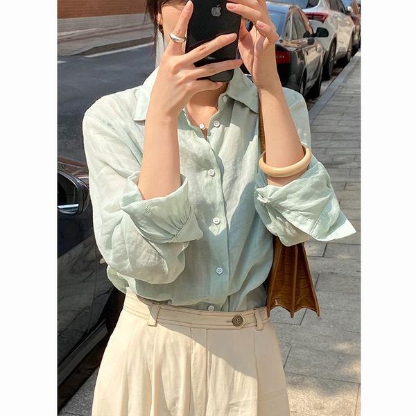 early spring 2021 thin ramie long sleeve shirt korean women's casual cardigan hong style sunscreen jackets, Black;brown
early spring 2021 thin ramie long sleeve shirt korean women's casual cardigan hong style sunscreen jackets, Black;brown