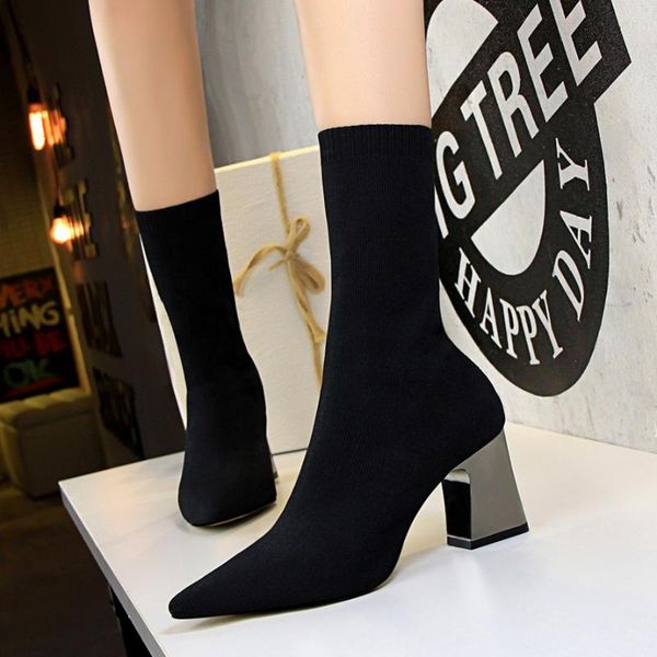 boots bigtree stretch lycral square heel concise women's pointed toe high heels 7cm women fashion short, Black
boots bigtree stretch lycral square heel concise women's pointed toe high heels 7cm women fashion short, Black