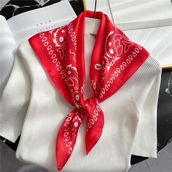 scarves 2021 silk scarf for women design print square neck small foulard hairband pashmina shawl wrap bandana female, Blue;gray
scarves 2021 silk scarf for women design print square neck small foulard hairband pashmina shawl wrap bandana female, Blue;gray
