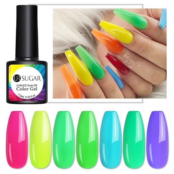 nail gel ur sugar neon fluorescent polish 7.5ml glow in dark hybrid nails for manicures semi permanent soak off enamel varnish, Red;pink
nail gel ur sugar neon fluorescent polish 7.5ml glow in dark hybrid nails for manicures semi permanent soak off enamel varnish, Red;pink
