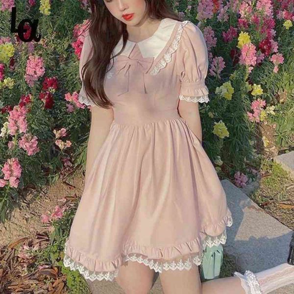 summer lolita kawaii dress women japanese vintage bow pink mini cute pretty princess bubble sleeve lace 210519, Black;gray
summer lolita kawaii dress women japanese vintage bow pink mini cute pretty princess bubble sleeve lace 210519, Black;gray