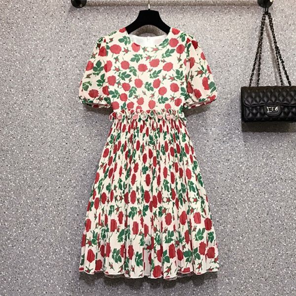 arrival women fashion flower print short sleeve pleated dress elegant woman midi holiday party dress vestidos 210518, Black;gray
arrival women fashion flower print short sleeve pleated dress elegant woman midi holiday party dress vestidos 210518, Black;gray