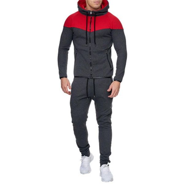 men colorblocked cardigan tracksuits fashion trend zipper hooded coat trousers two piece sets designer male spring casual loose sports suits, Gray
men colorblocked cardigan tracksuits fashion trend zipper hooded coat trousers two piece sets designer male spring casual loose sports suits, Gray