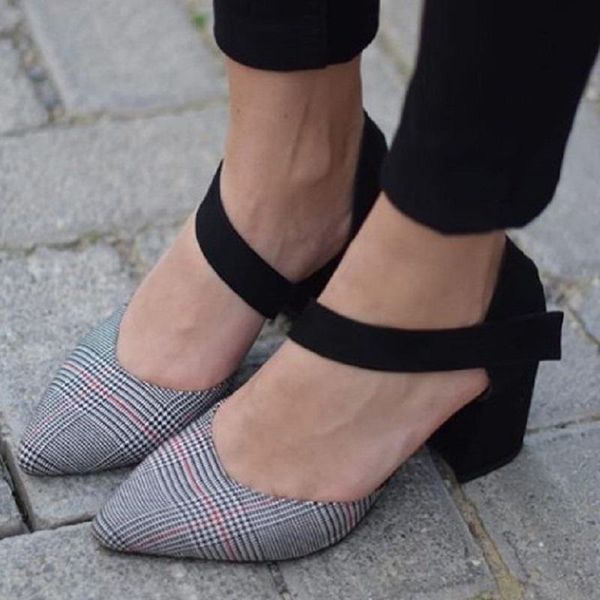 summer high heels women sandals plaid pointed toe ladies pumps chunky office shoes sandalias mujer, Black
summer high heels women sandals plaid pointed toe ladies pumps chunky office shoes sandalias mujer, Black