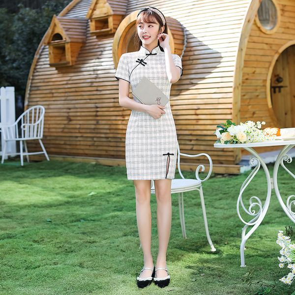 summer cotton plaid printed mandarin collar mini qipao traditional chinese women short sleeve dress daily student cheongsam, Red
summer cotton plaid printed mandarin collar mini qipao traditional chinese women short sleeve dress daily student cheongsam, Red