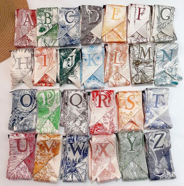 simple wind 26 letter twill silk scarf handle tie bag ribbon small scarves ., Blue;gray
simple wind 26 letter twill silk scarf handle tie bag ribbon small scarves ., Blue;gray