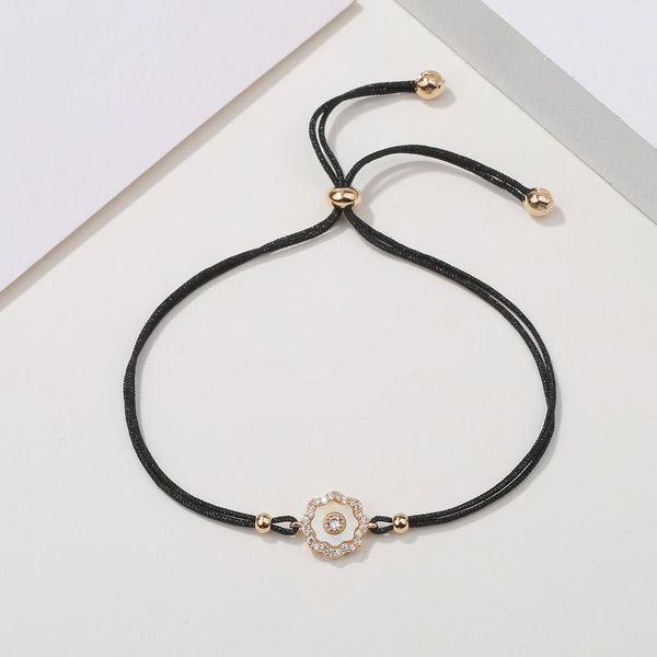 link, chain 2021 simple fashion copper bracelet flower round circle shape adjustable rope jewelry accessory for women, Black
link, chain 2021 simple fashion copper bracelet flower round circle shape adjustable rope jewelry accessory for women, Black